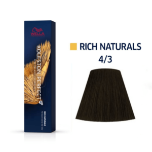 Η επαγγελματική βαφή μαλλιών Koleston Perfect ME+ απόχρωση 4/3  Rich Naturals Μεσαίο Καστανό Χρυσό .